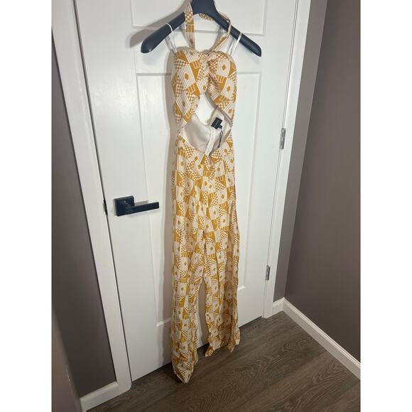 NEW! Womens Printed Mustard Halter Top Jumper Size M Medium Summer Vacation - Picture 4 of 9